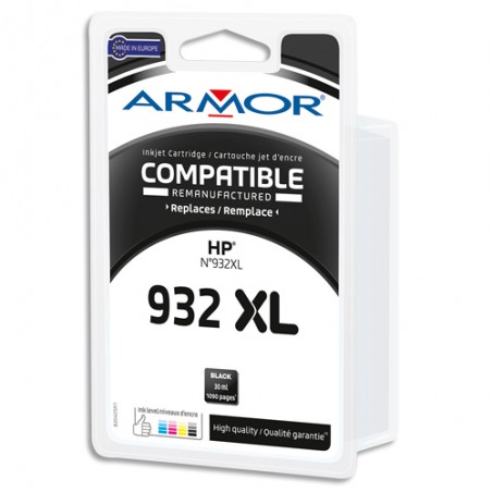 ARMOR Cartouche compatible Jet d'encre Noir HP 932XL B20425R1