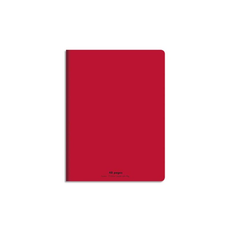 CONQUERANT C9 Cahier piqûre 17x22cm 48 pages 90g grands carreaux Séyès. Couverture polypropylène Rouge