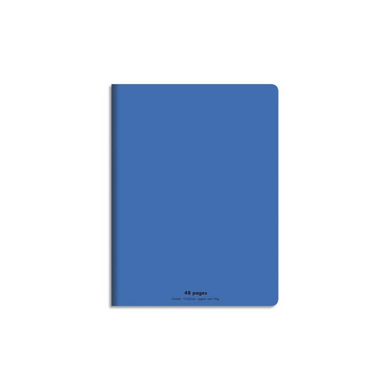 CONQUERANT C9 Cahier piqûre 17x22cm 48 pages 90g grands carreaux Séyès. Couverture polypropylène Bleu