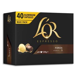 L'OR Boîte de 40 dosettes de 208g de café moulu Espresso Forza n9