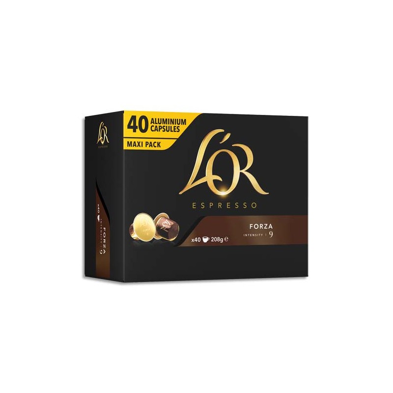 L'OR Boîte de 40 dosettes de 208g de café moulu Espresso Forza n9