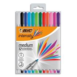 BIC Pack semi durable de 12 feutres d'écriture INTENSITY pointe Medium