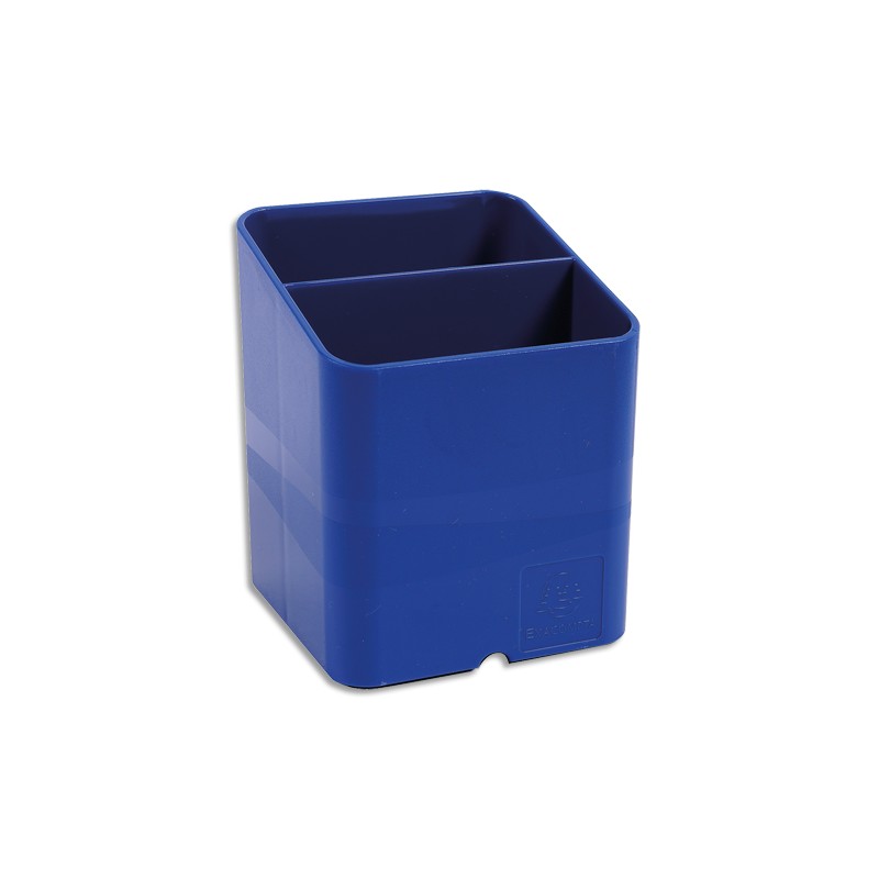 EXACOMPTA Pot à crayons 2 cmpts. Passe-câble sous le pot pour bloquer 1 fil. Dim:L7,4xH9,3xP7,4 cm. Bleu