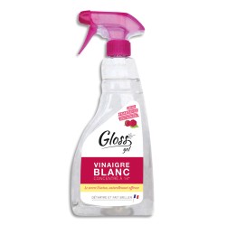 GLOSS Spray 750 ml Gel Vinaigre Blanc détartre et fait briller, concentration 14 degrés, parfum Framboise