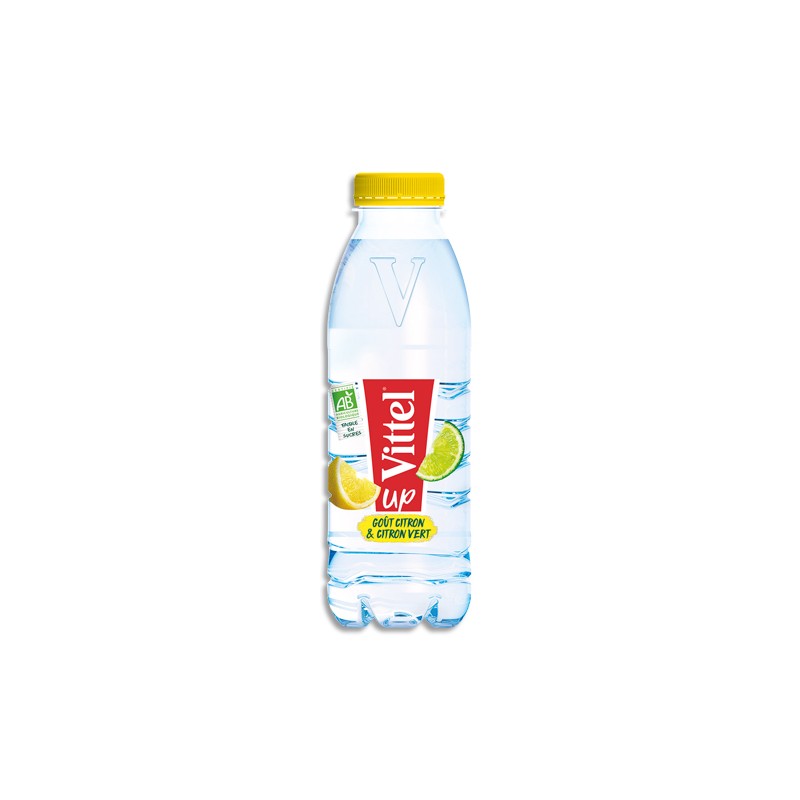 VITTEL Bouteille plastique d'eau 50 cl minérale plate goût Citron et Citron Vert