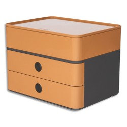 HAN Boîte rangement SMART-BOX ALLISON 2 tiroirs + 1 boîte à ustensiles Dim (lxhxp) : 26x19x19,5cm caramel