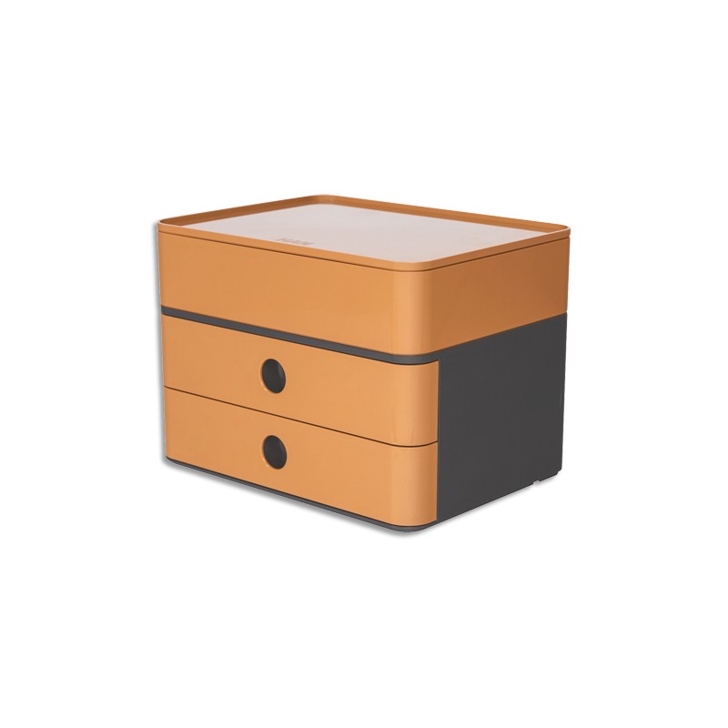HAN Boîte rangement SMART-BOX ALLISON 2 tiroirs + 1 boîte à ustensiles Dim (lxhxp) : 26x19x19,5cm caramel