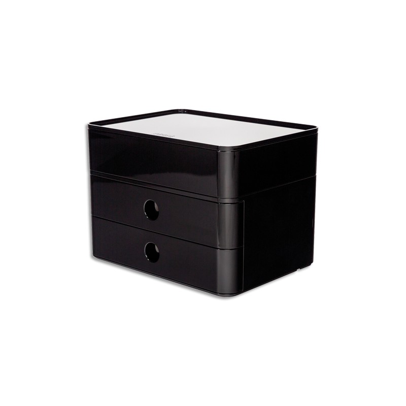 HAN Boîte rangement SMART-BOX ALLISON 2 tiroirs + 1 boîte à ustensiles Dim (lxhxp) : 26x19x19,5cm Noir