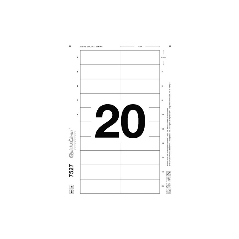 AVERY Boîte de 200 inserts pour badges imprimables bords lisses 27 x 75 mm