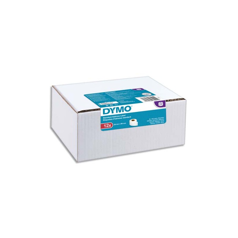 DYMO Pack de 12 étiquettes LW standard adresse 28 x 89 mm 2093091