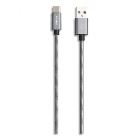 PNY Câble USB 2.0 métallique vers USB Type-C 1M GR C-UA-TC-CFL20-03
