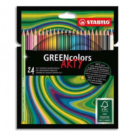 STABILO Etui carton 24 Crayons de couleur GREENcolors ARTY, corps