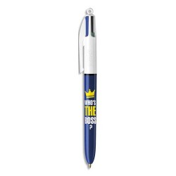BIC Stylo bille 4 couleurs MESSAGE Who is the Boss. Pointe moyenne rétractable et rechargeable