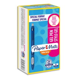 PAPERMATE Boîte de 20+4 stylos roller Inkjoy Gel rétractable pointe moyenne 0.7 mm. Encre Bleue