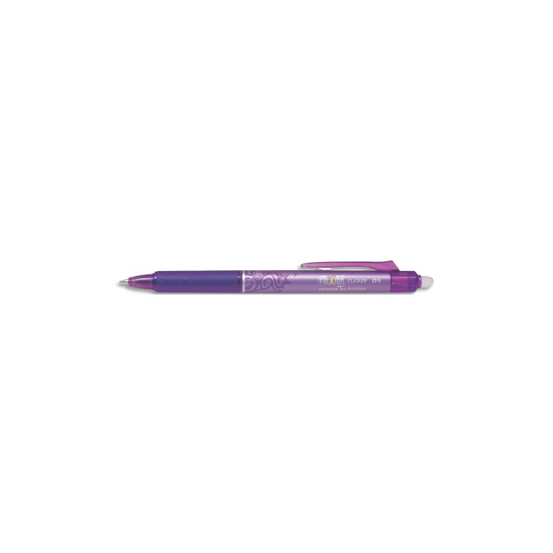 PILOT Roller FriXion Clicker pointe fine rétractable 0,5 mm. Encre thermosensible effaçable Violet