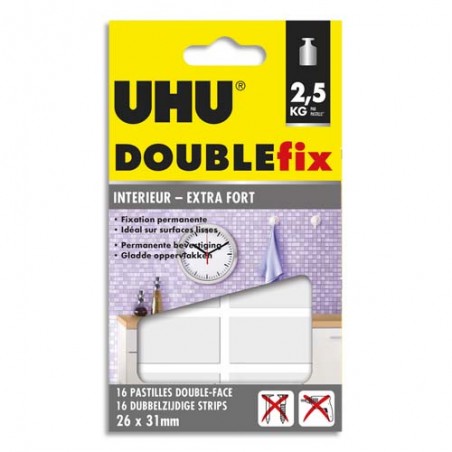 Pastilles adhésives UHU Doublefix Universel - 16 pastilles - 36560